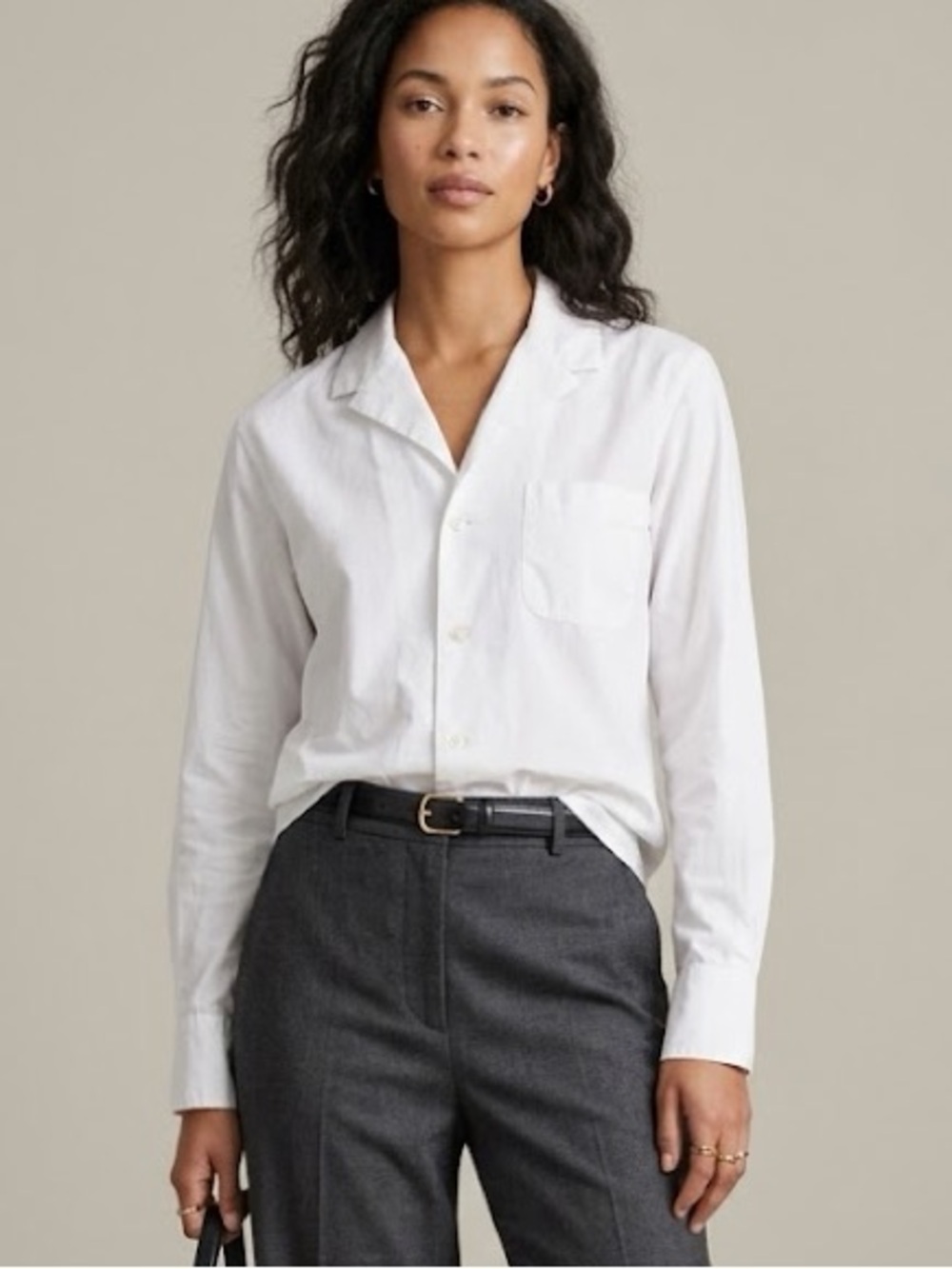 Vintage Equipment Made in France White 100% Cotton Camp Collar Shirt Blouse S